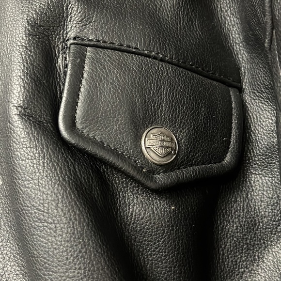SOLD Harley Davidson Men’s Leather Flames Jacket M - Picture 4 of 8